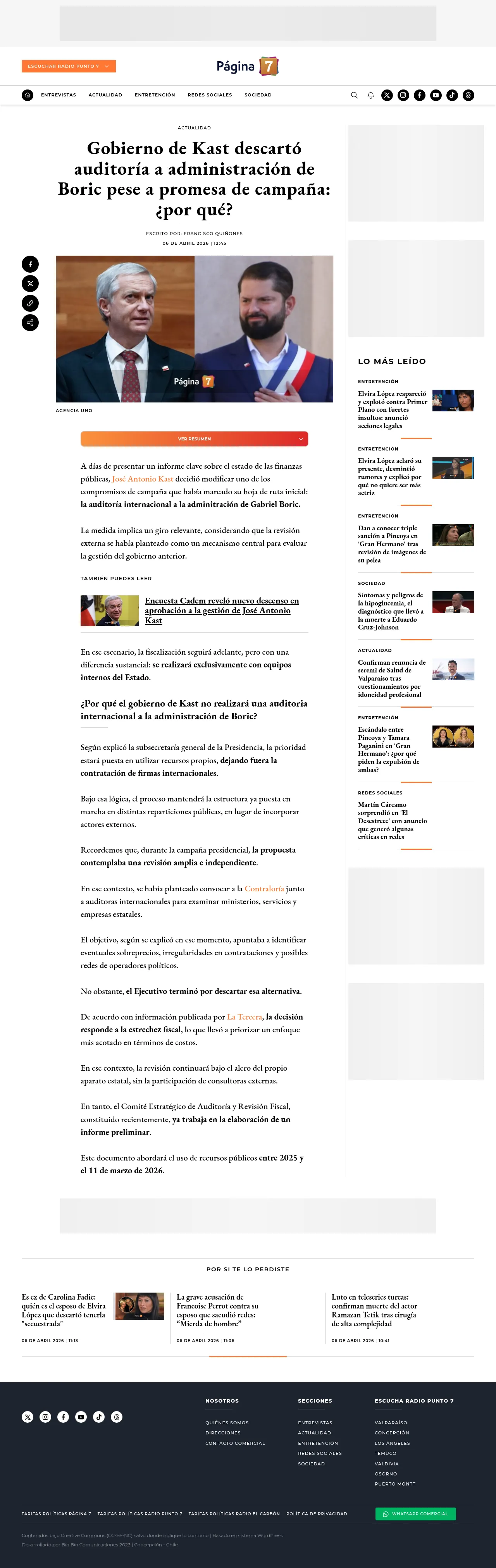 Gobierno de Kast descartó auditoría a administración de Boric pese a promesa de campaña: ¿por qué?