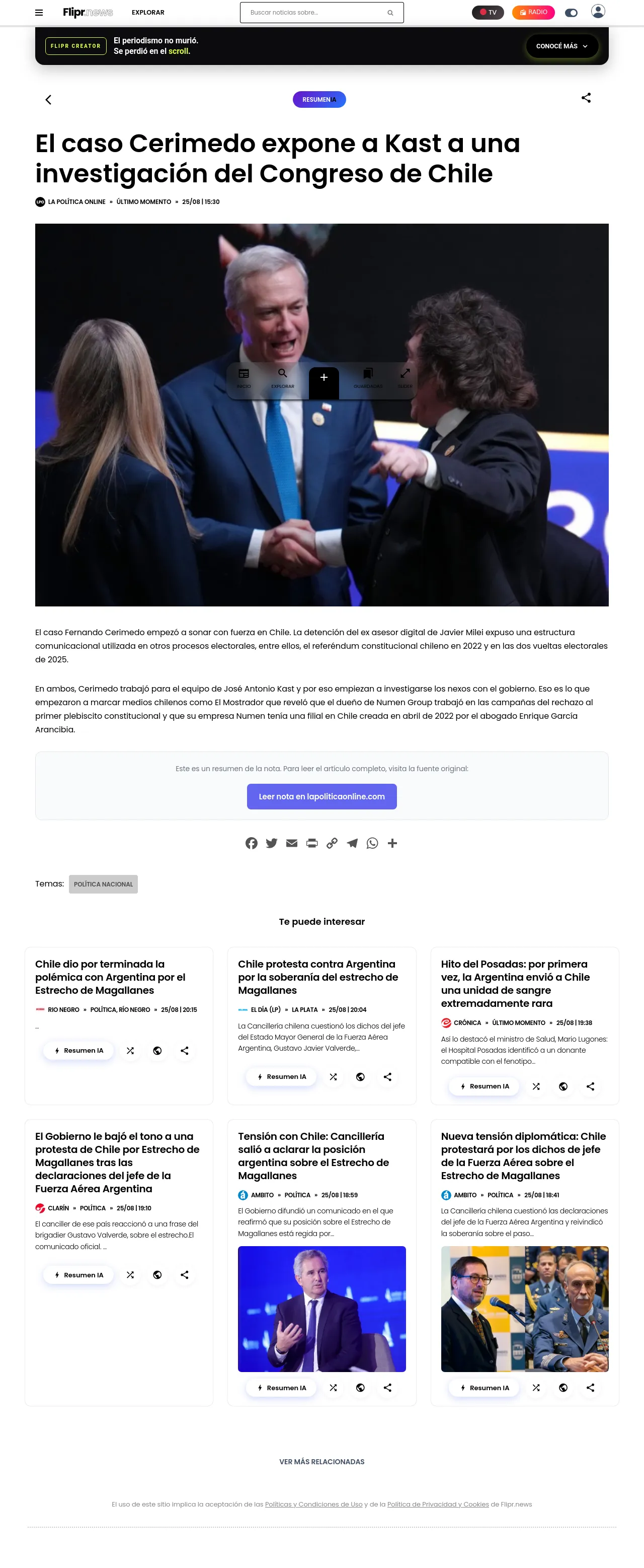 El caso Cerimedo expone a Kast a una investigación del Congreso de Chile