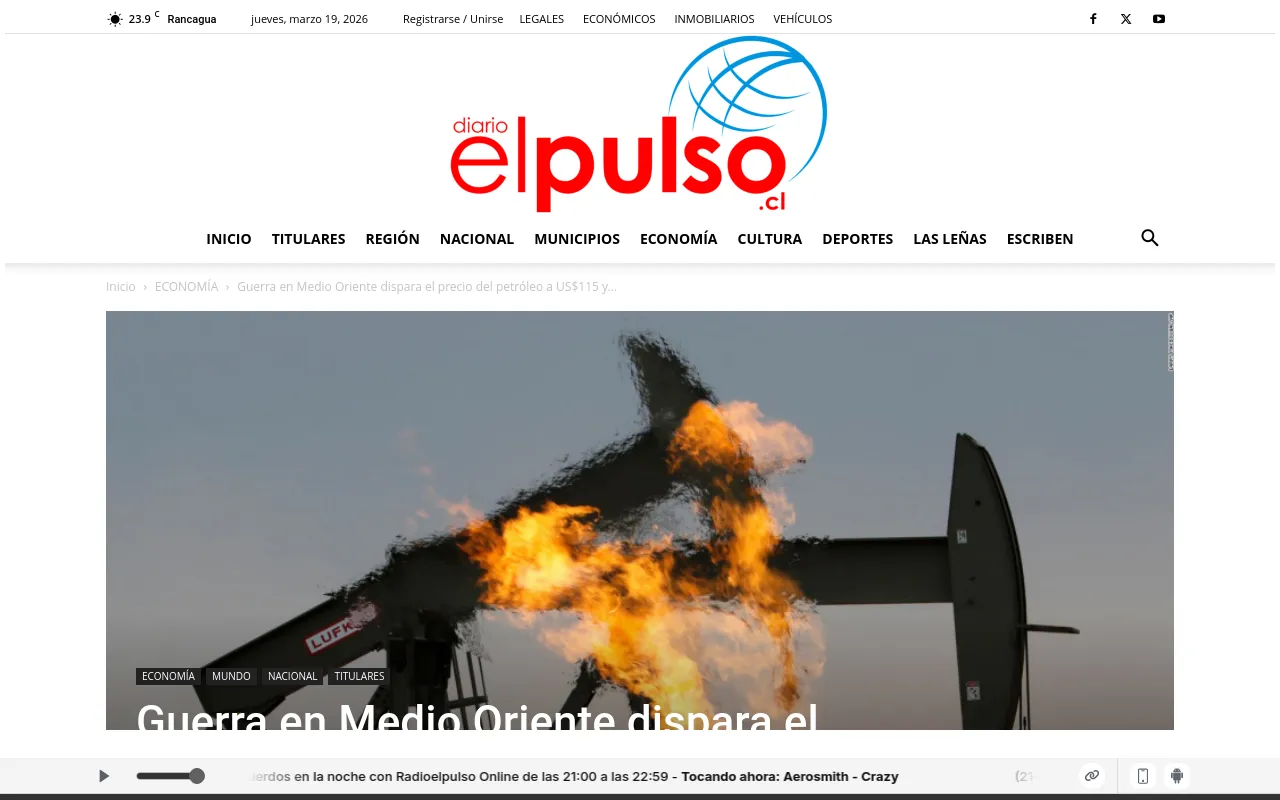 Guerra en Medio Oriente dispara el precio del petróleo a US$115 y golpea los combustibles en Chile