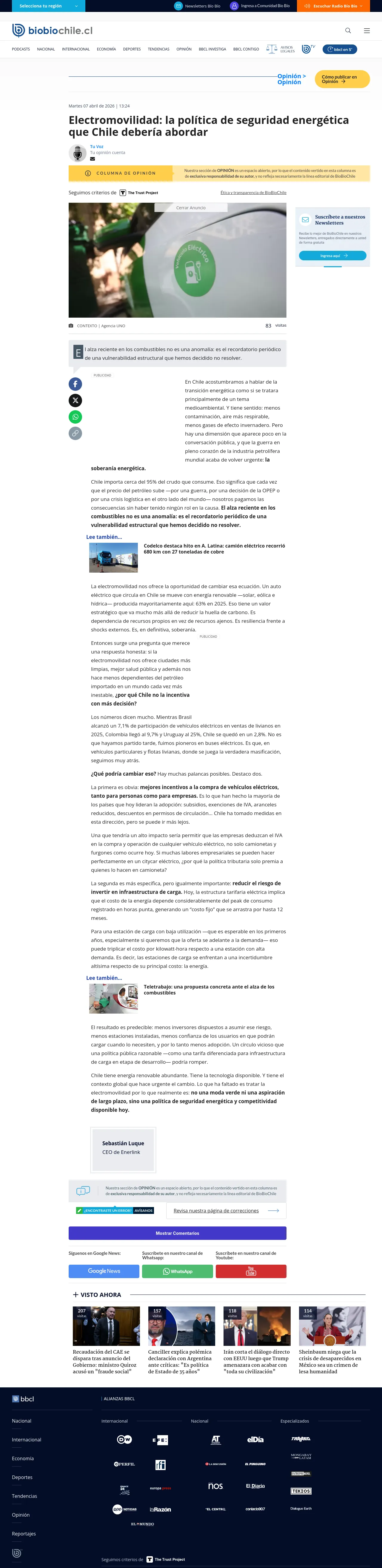 Electromovilidad: la política de seguridad energética que Chile debería abordar