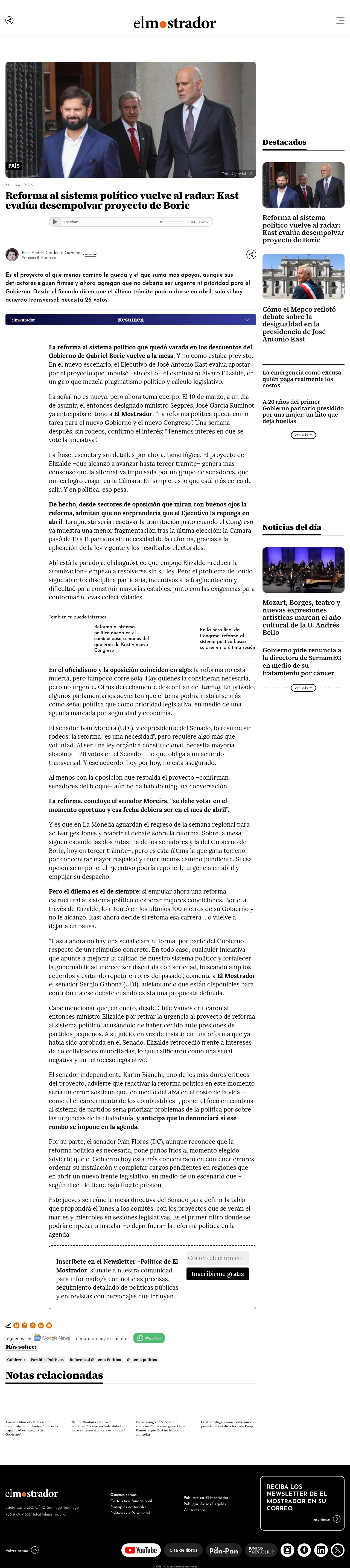 Reforma al sistema político vuelve al radar: Kast evalúa desempolvar proyecto de Boric