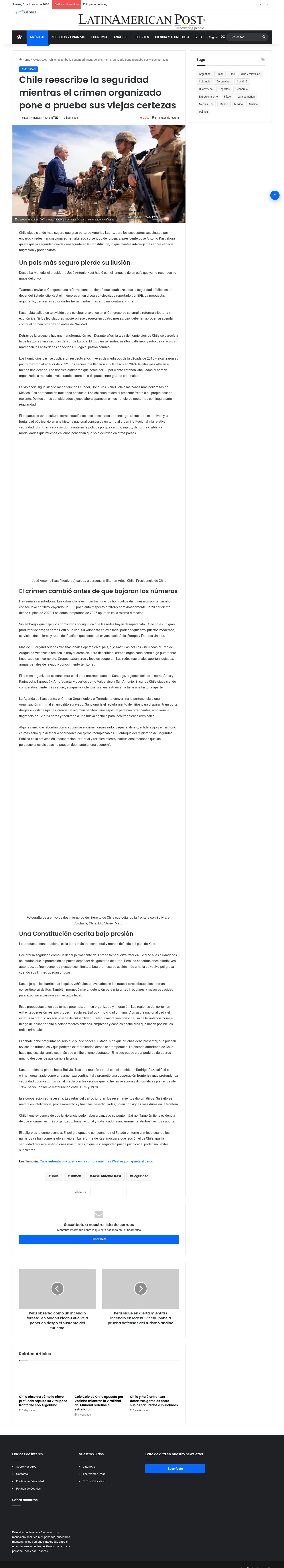 Chile reescribe la seguridad mientras el crimen organizado pone a prueba sus viejas certezas