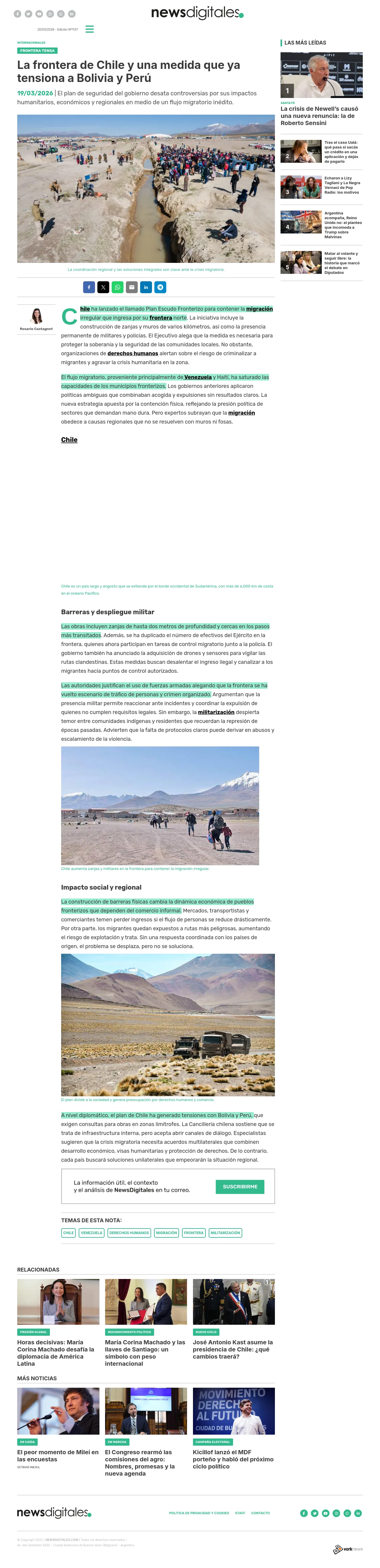 La frontera de Chile y una medida que ya tensiona a Bolivia y Perú