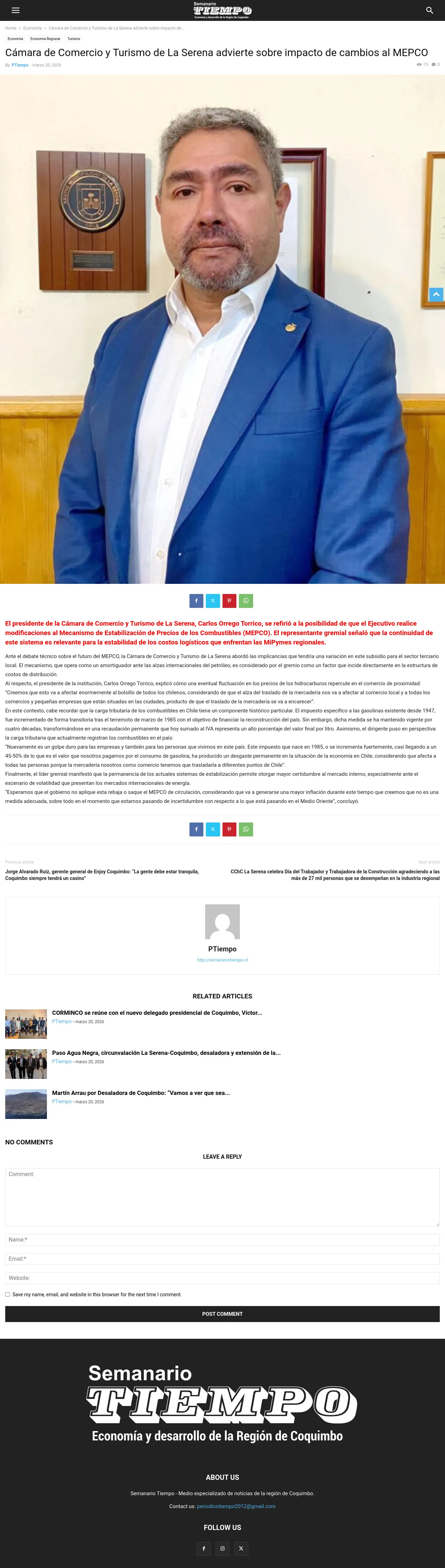 Cámara de Comercio y Turismo de La Serena advierte sobre impacto de cambios al MEPCO