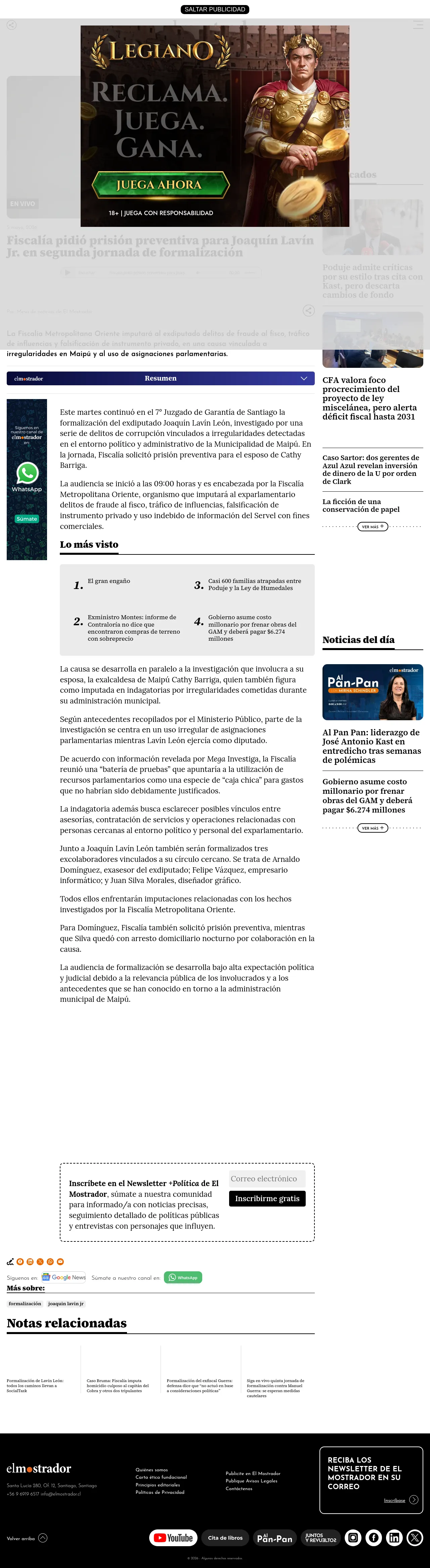 Fiscalía pidió prisión preventiva para Joaquín Lavín Jr. en segunda jornada de formalización