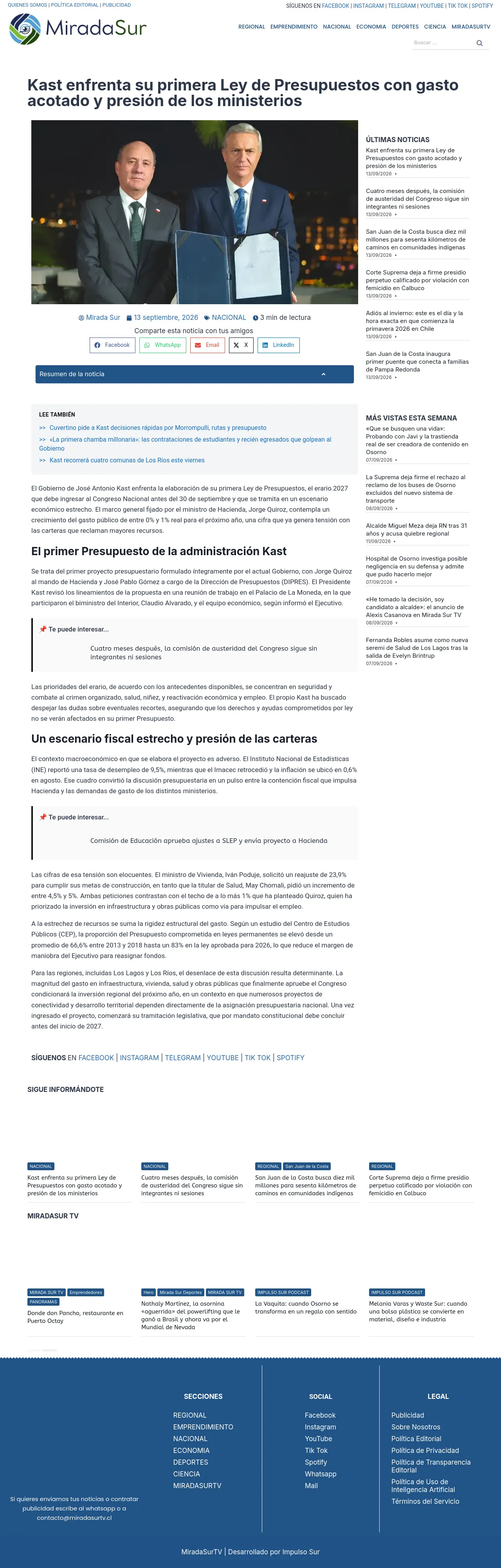 Kast enfrenta su primera Ley de Presupuestos con gasto acotado y presión de los ministerios