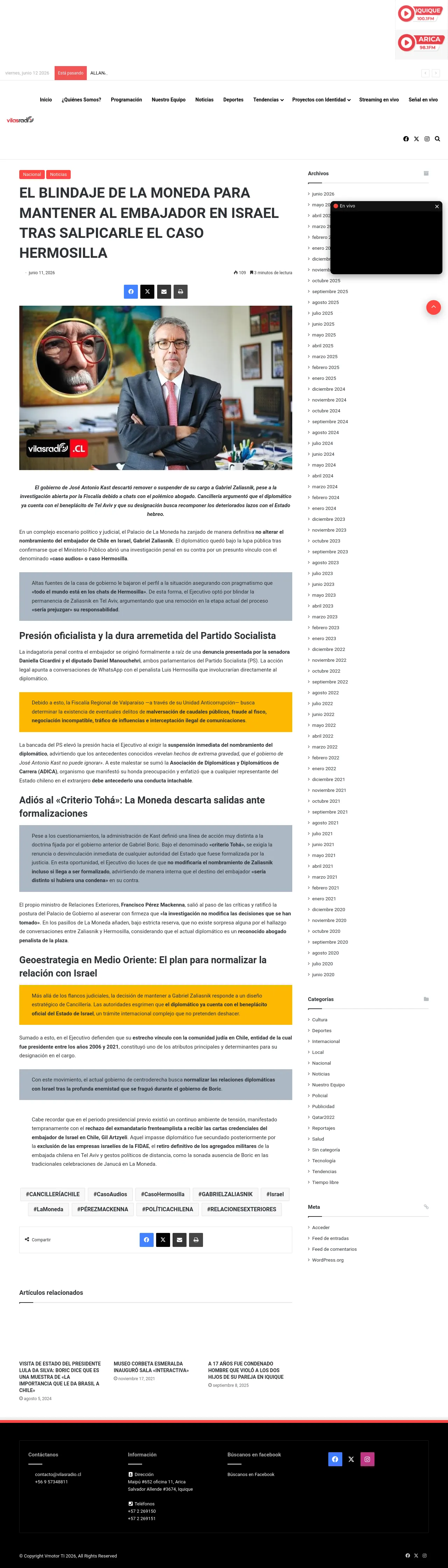 EL BLINDAJE DE LA MONEDA PARA MANTENER AL EMBAJADOR EN ISRAEL TRAS SALPICARLE EL CASO HERMOSILLA