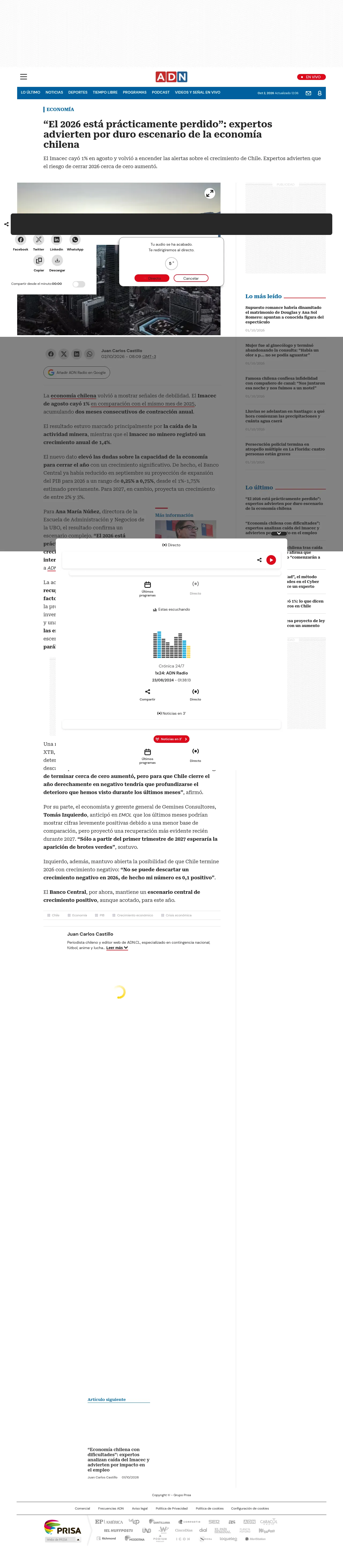 “El 2026 está prácticamente perdido”: expertos advierten por duro escenario de la economía chilena