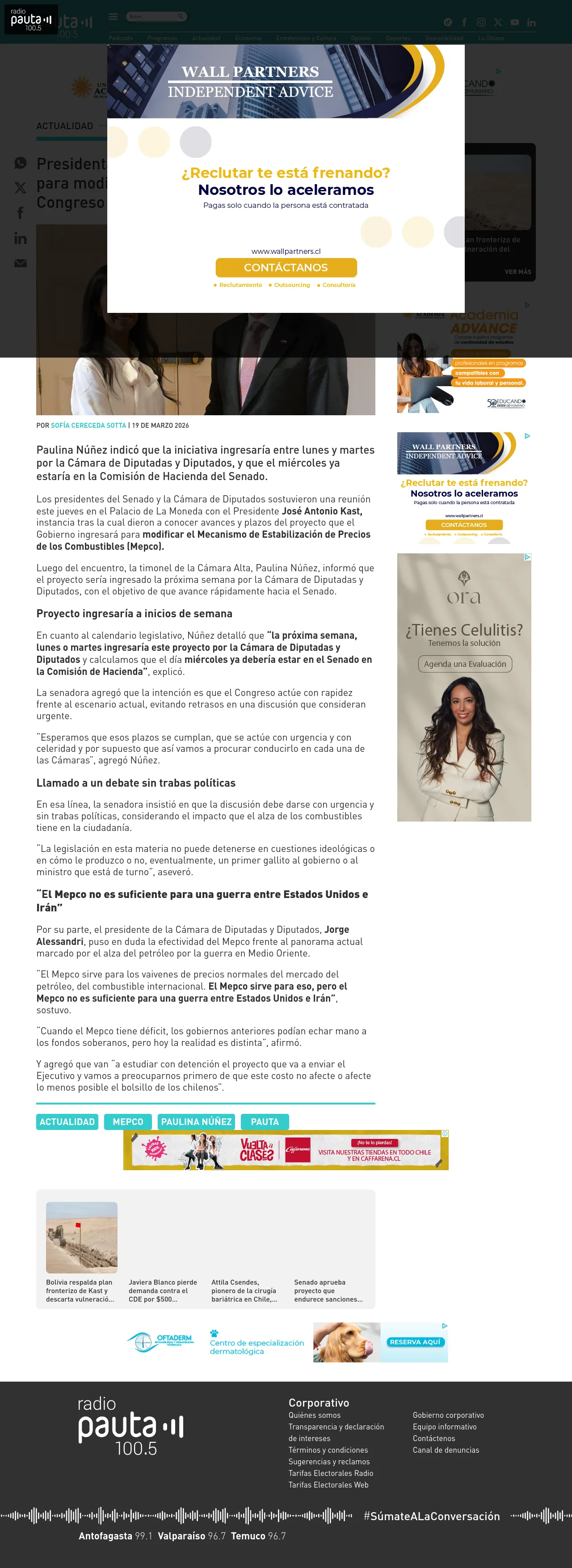 ¿Cuándo ingresa el proyecto para modificar el Mepco al Congreso? Paulina Núñez señala que la iniciativa se presentaría la próxima semana