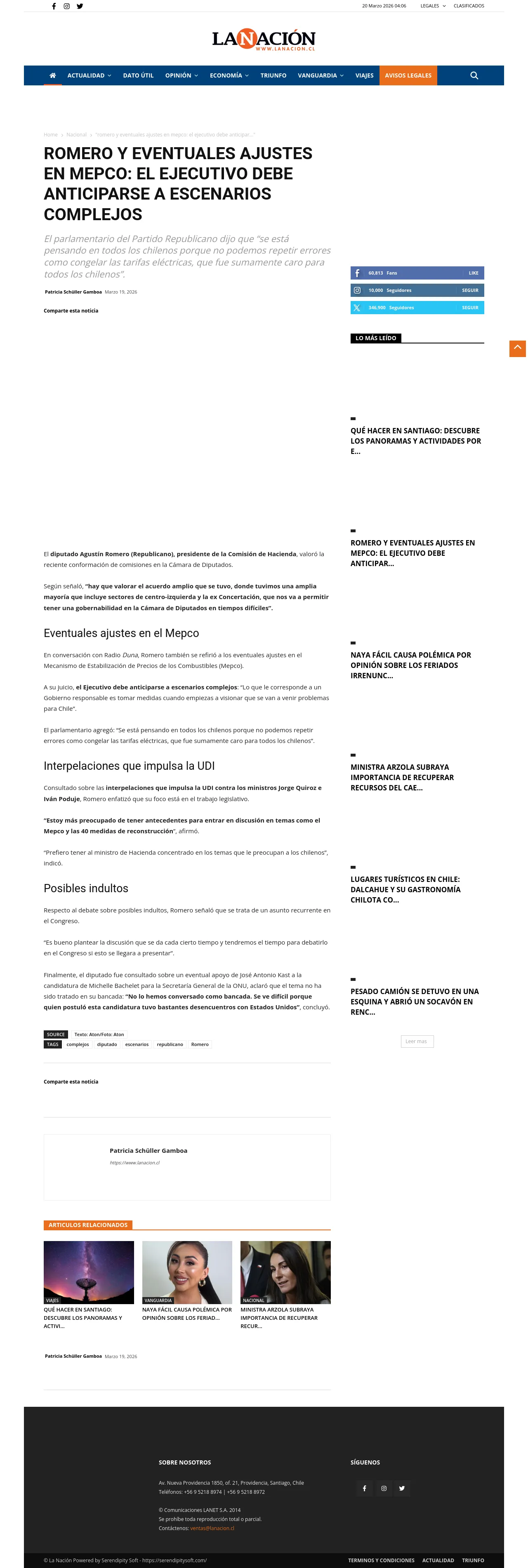 Romero y eventuales ajustes en Mepco: El Ejecutivo debe anticiparse a escenarios complejos