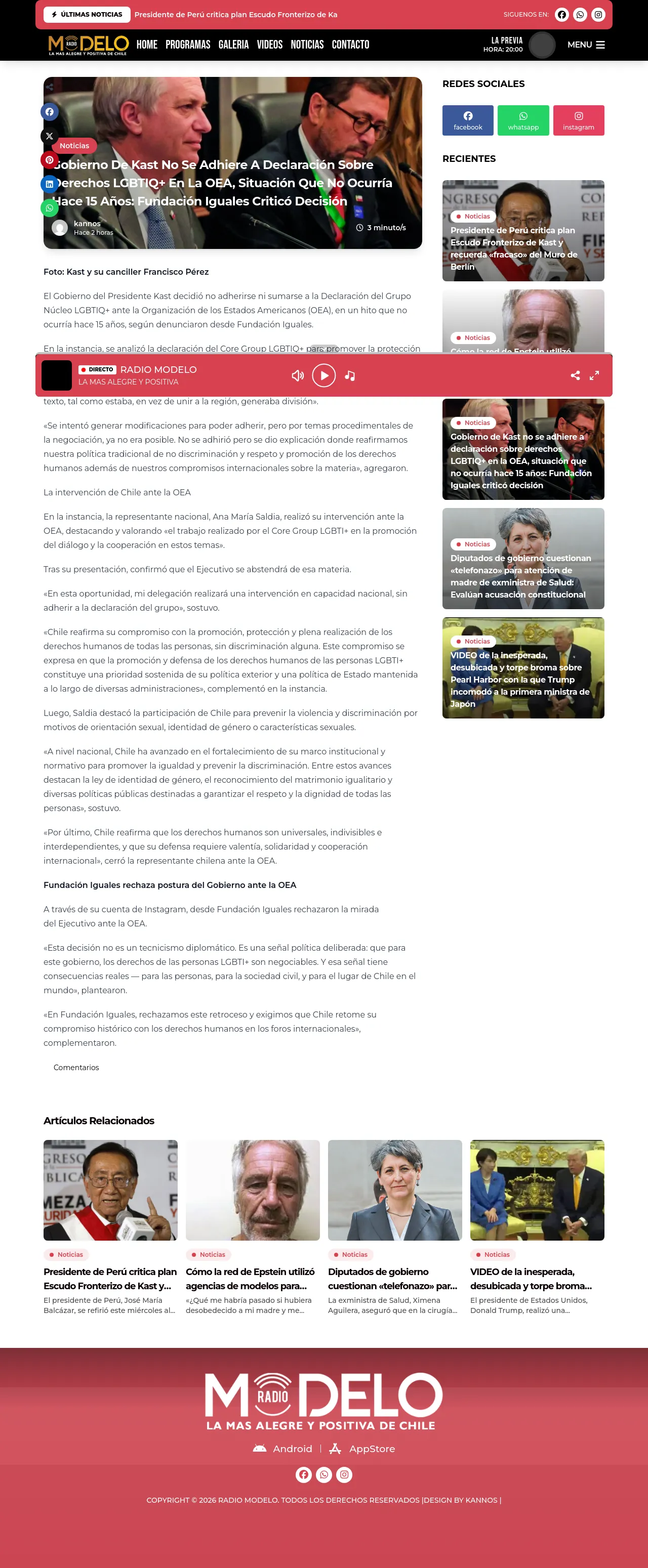 Gobierno de Kast no se adhiere a declaración sobre derechos LGBTIQ+ en la OEA, situación que no ocurría hace 15 años: Fundación Iguales criticó decisión