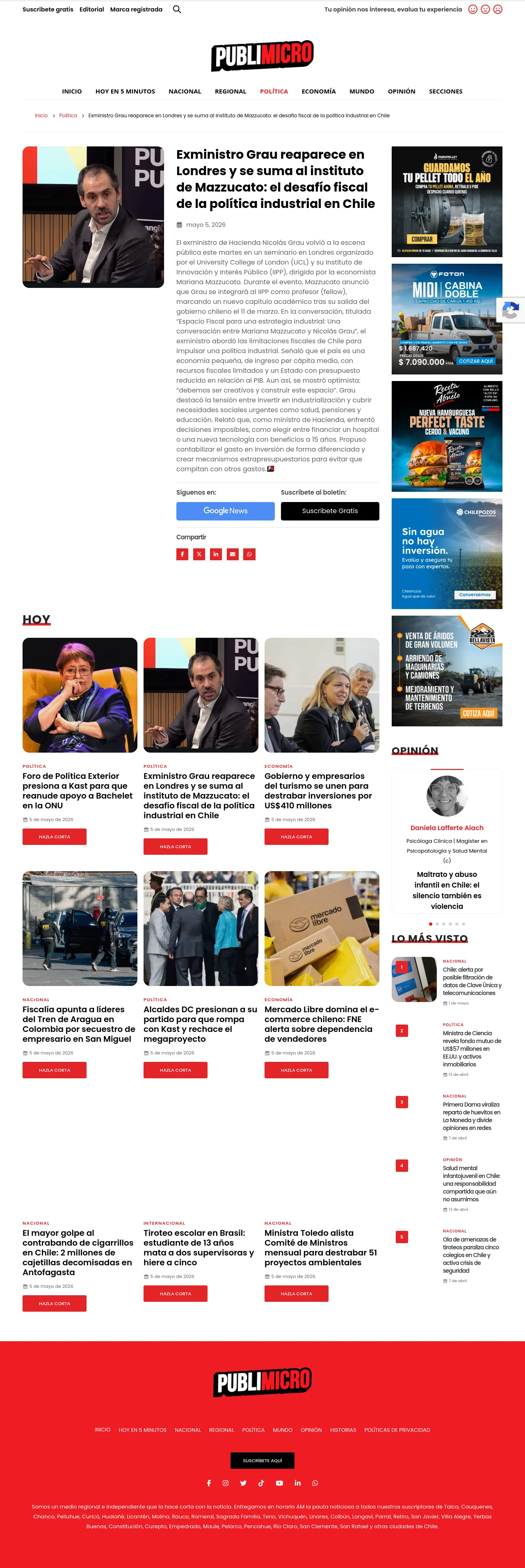 Exministro Grau reaparece en Londres y se suma al instituto de Mazzucato: el desafío fiscal de la política industrial en Chile