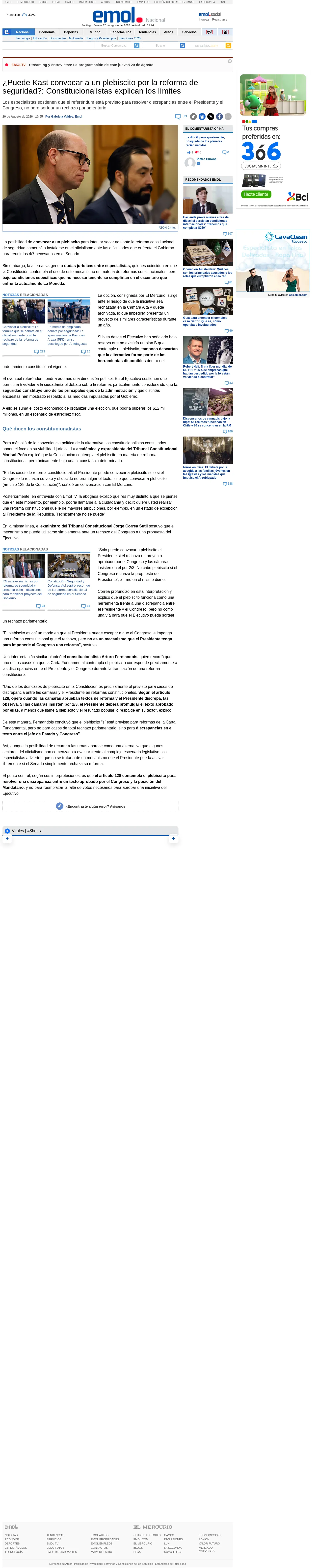 ¿Puede Kast convocar a un plebiscito por la reforma de seguridad?: Constitucionalistas explican los límites