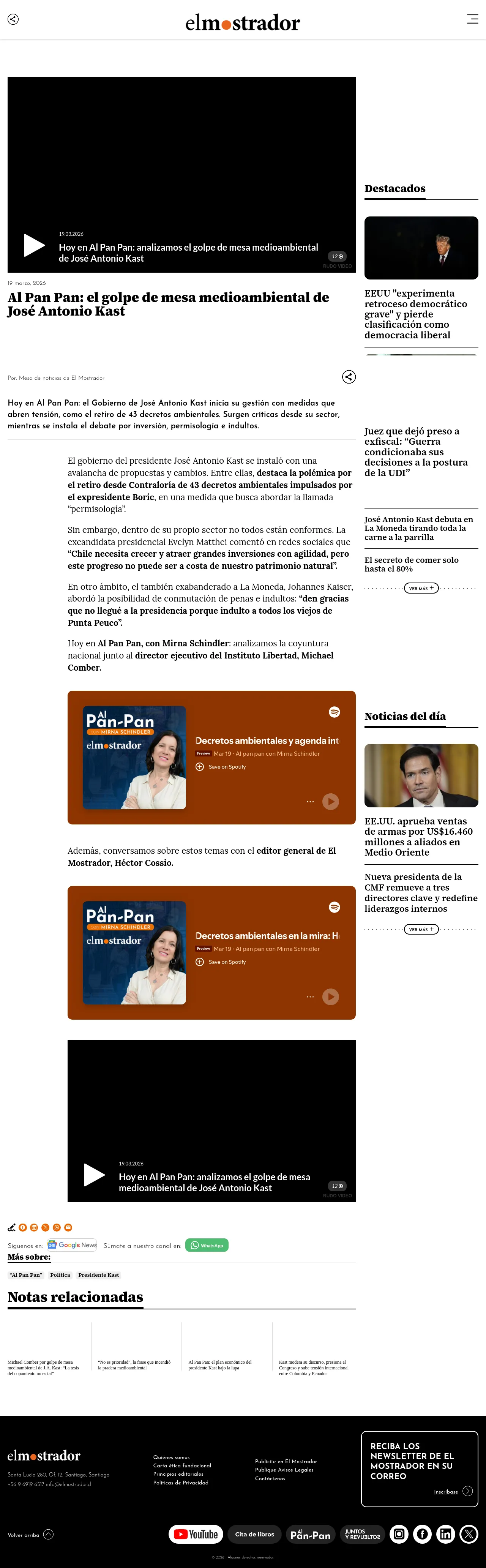 Al Pan Pan: el golpe de mesa medioambiental de José Antonio Kast