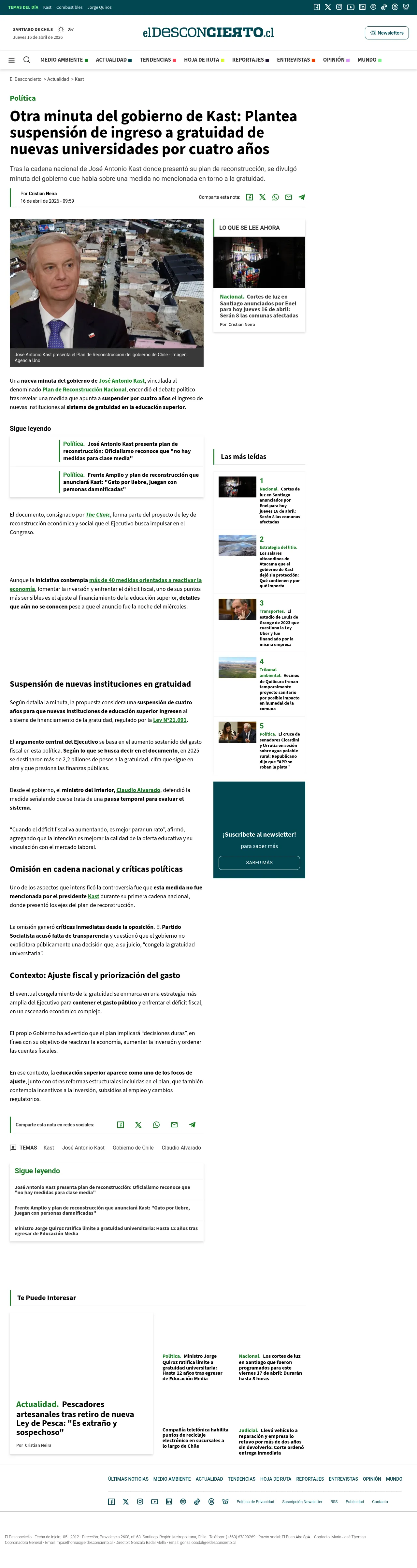 Otra minuta del gobierno de Kast: Plantea suspensión de ingreso a gratuidad de nuevas universidades por cuatro años