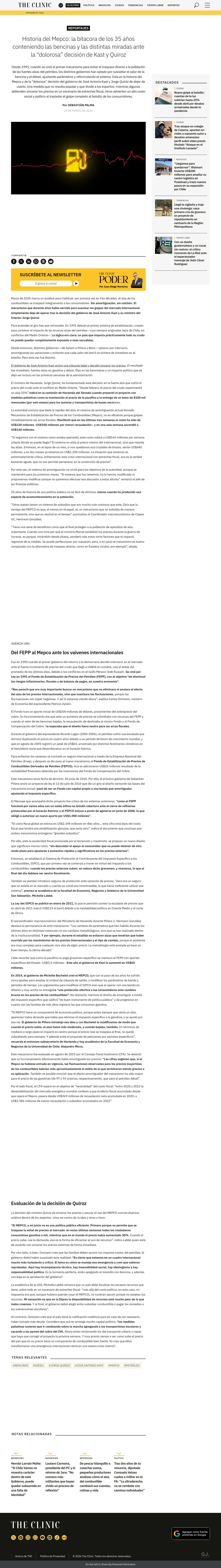 Historia del Mepco: la bitacora de los 35 años conteniendo las bencinas y las distintas miradas ante la “dolorosa” decisión de Kast y Quiroz