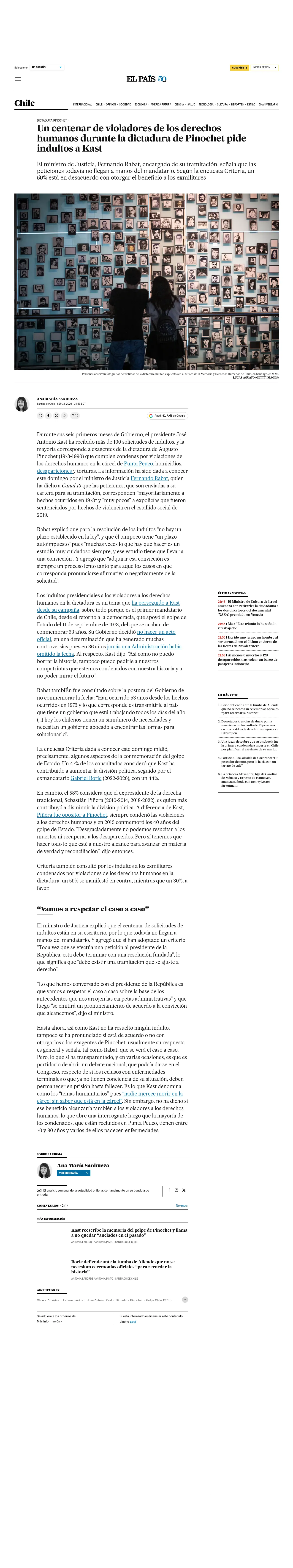 Un centenar de violadores de los derechos humanos durante la dictadura de Pinochet pide indultos a Kast