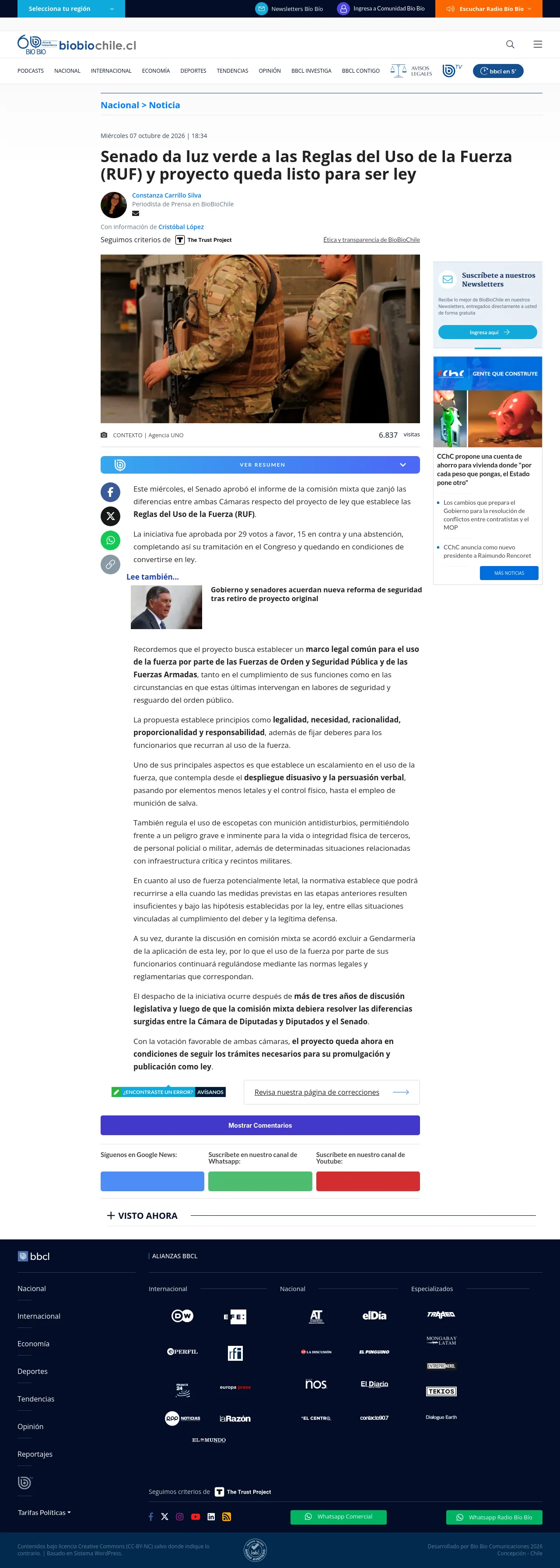Senado da luz verde a las Reglas del Uso de la Fuerza (RUF) y proyecto queda listo para ser ley