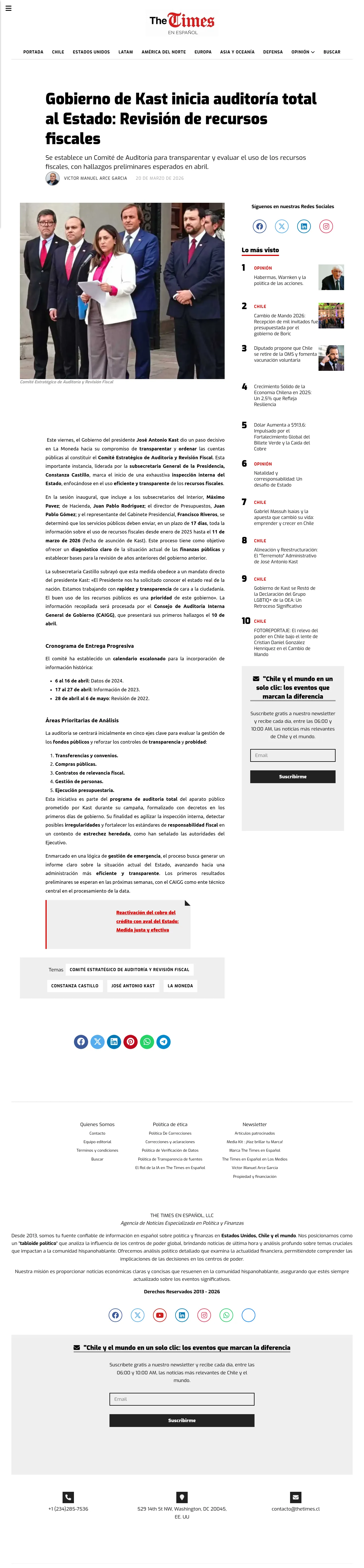 Gobierno de Kast inicia auditoría total al Estado: Revisión de recursos fiscales