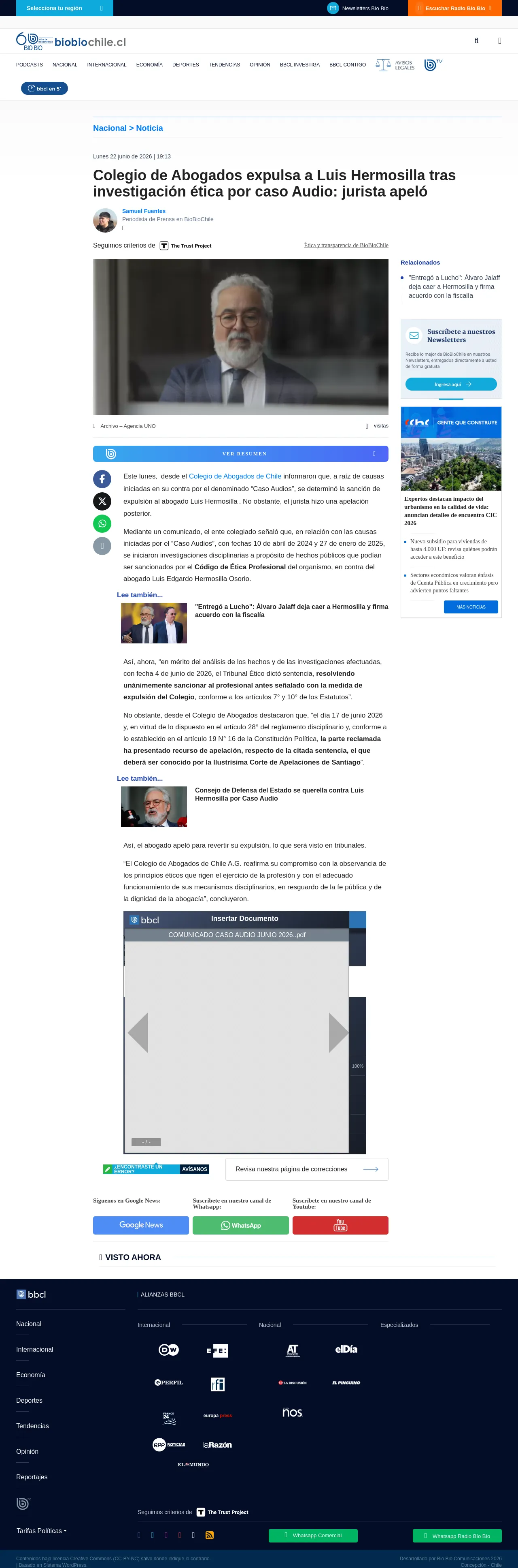 Colegio de Abogados expulsa a Luis Hermosilla tras investigación ética por caso Audio: jurista apeló