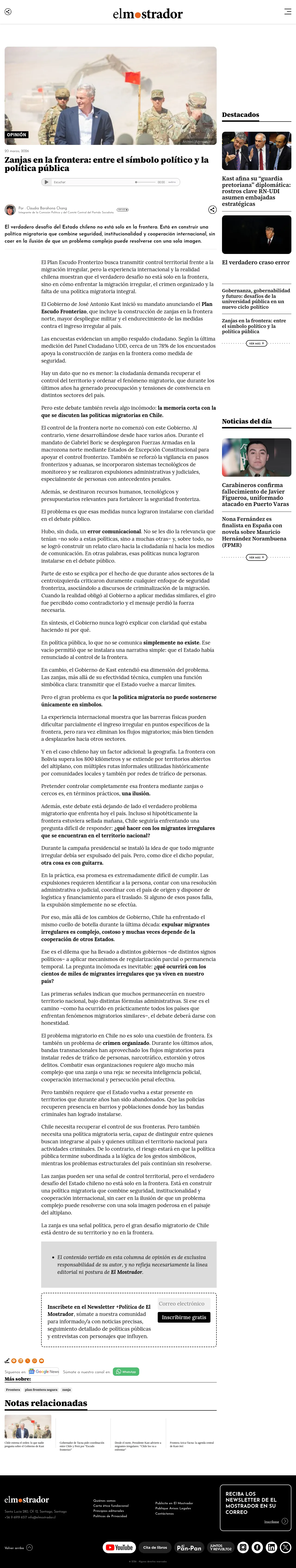 Zanjas en la frontera: entre el símbolo político y la política pública