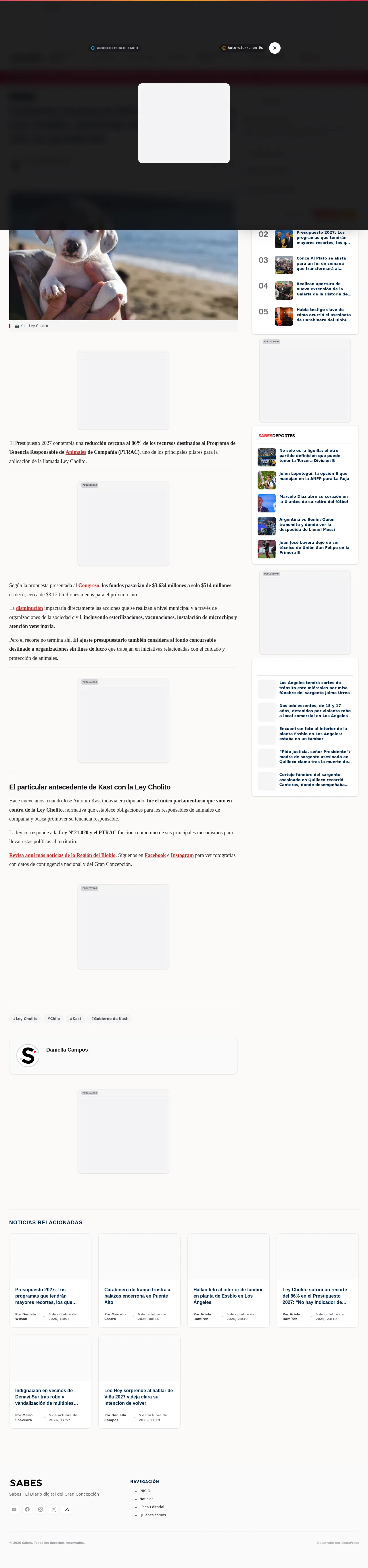 Gobierno recorta en 86% los recursos de la Ley Cholito: particular antecedente de Kast con su aprobación