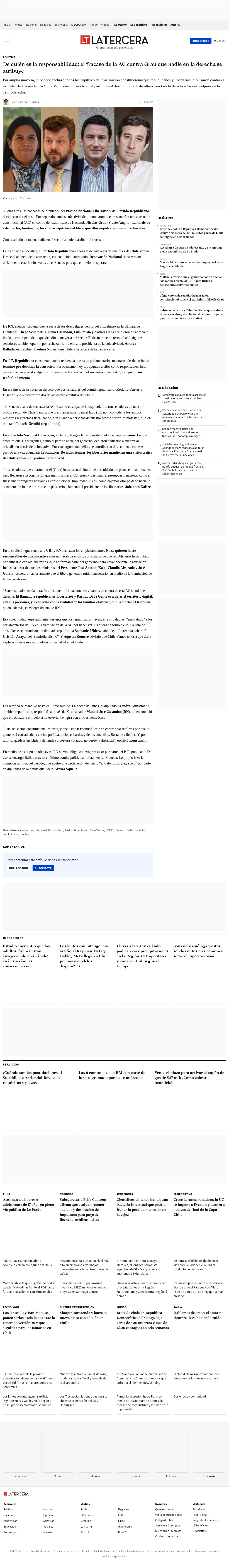 De quién es la responsabilidad: el fracaso de la AC contra Grau que nadie en la derecha se atribuye