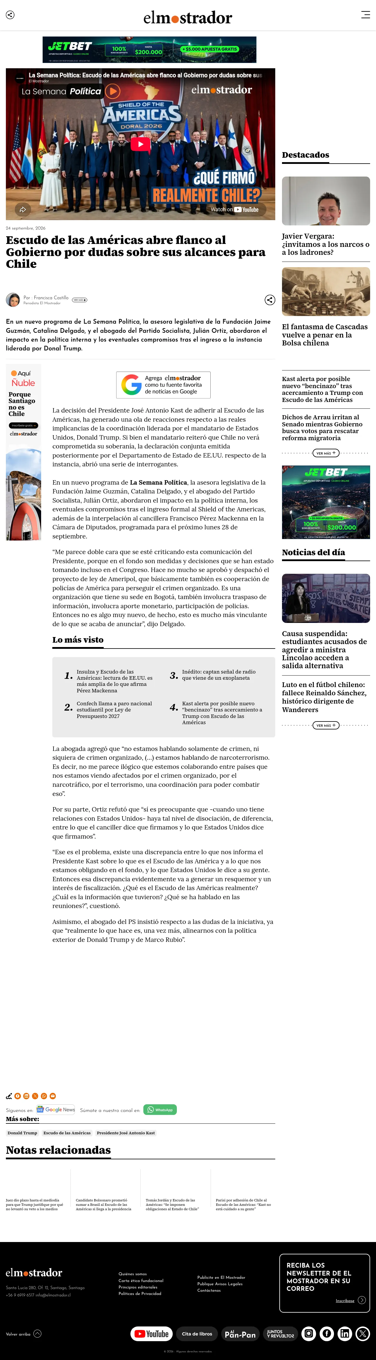 Escudo de las Américas abre flanco al Gobierno por dudas sobre sus alcances para Chile