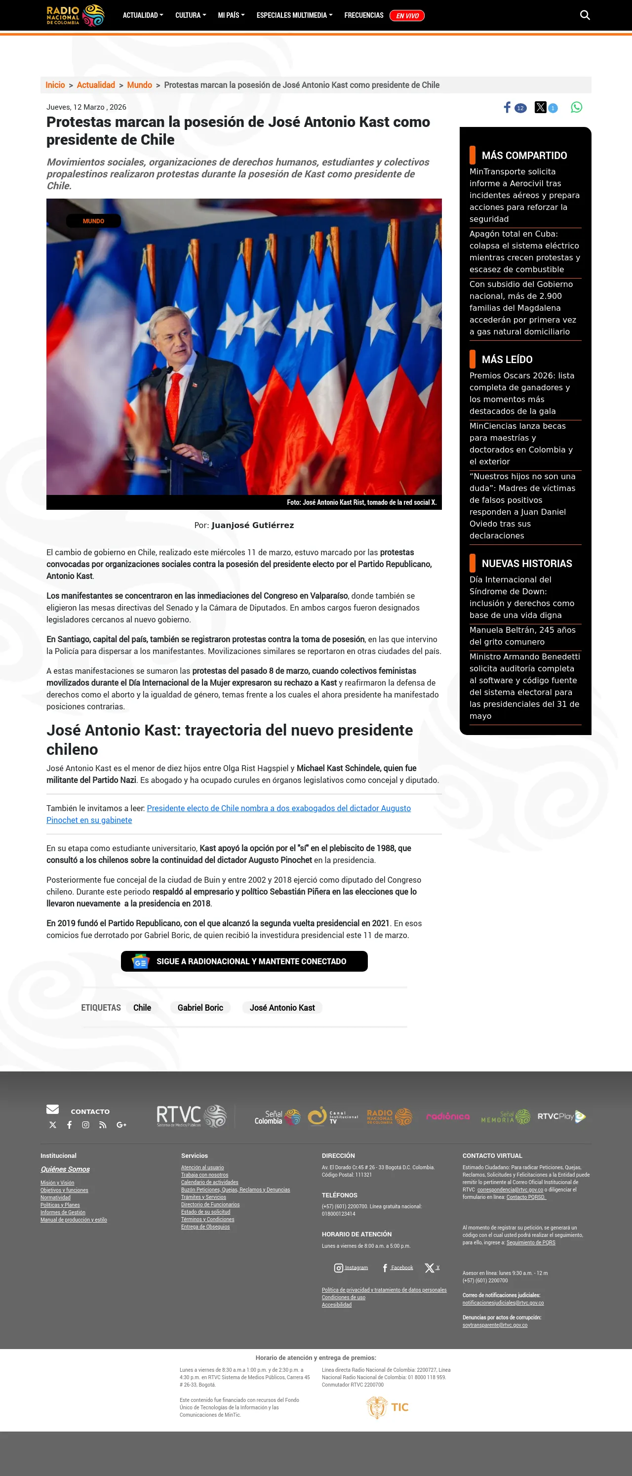 Protestas marcan la posesión de José Antonio Kast como presidente de Chile