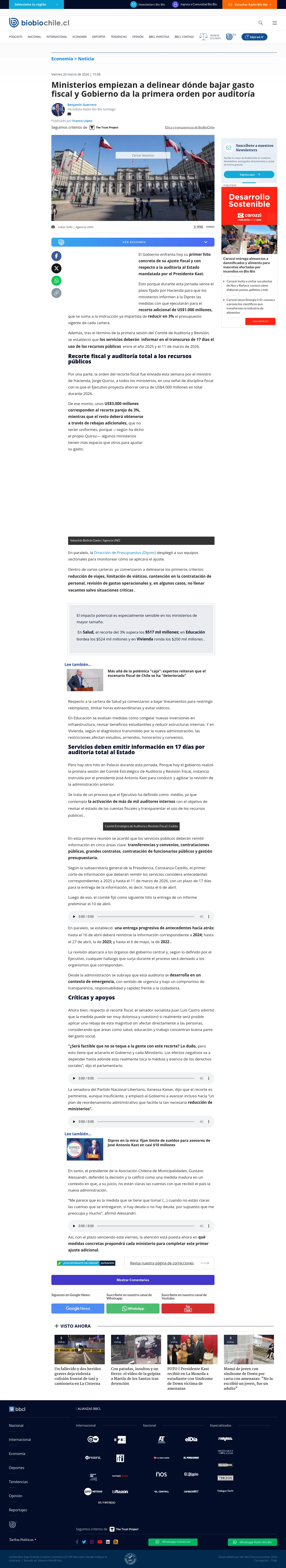 Ministerios empiezan a delinear dónde bajar gasto fiscal y Gobierno da la primera orden por auditoría
