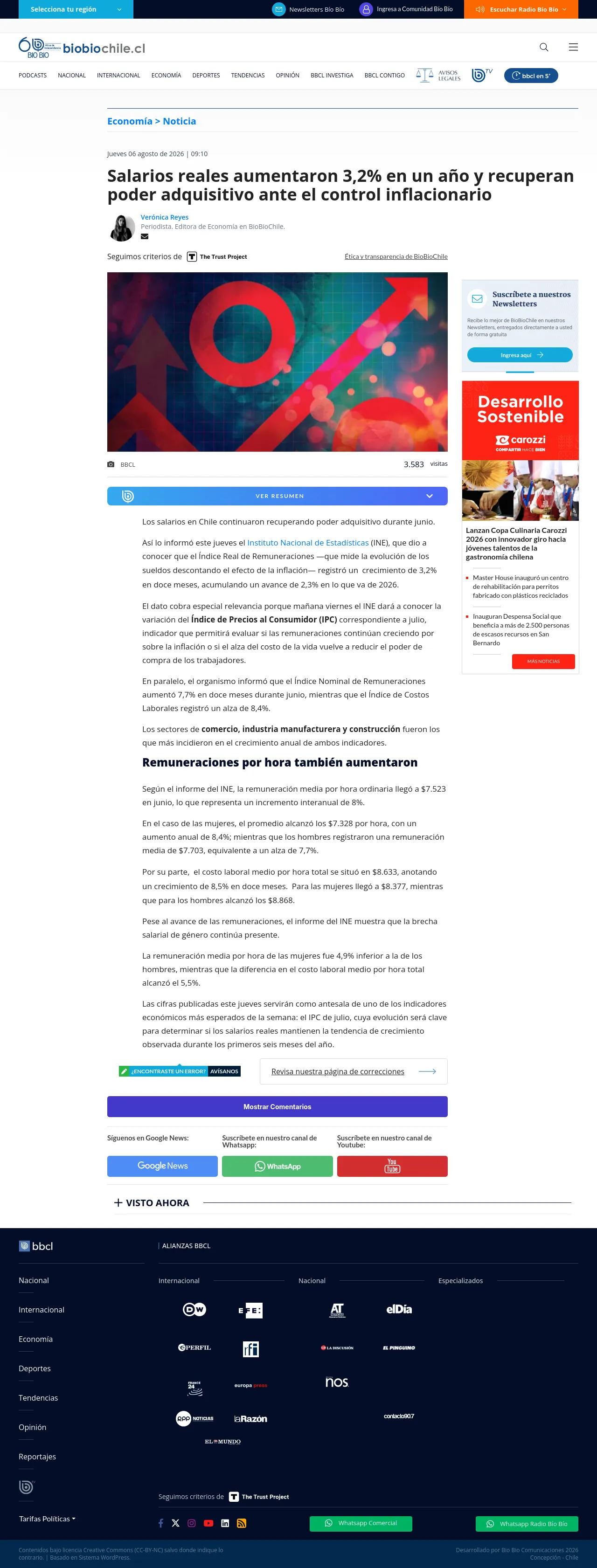 Salarios reales aumentaron 3,2% en un año y recuperan poder adquisitivo ante el control inflacionario