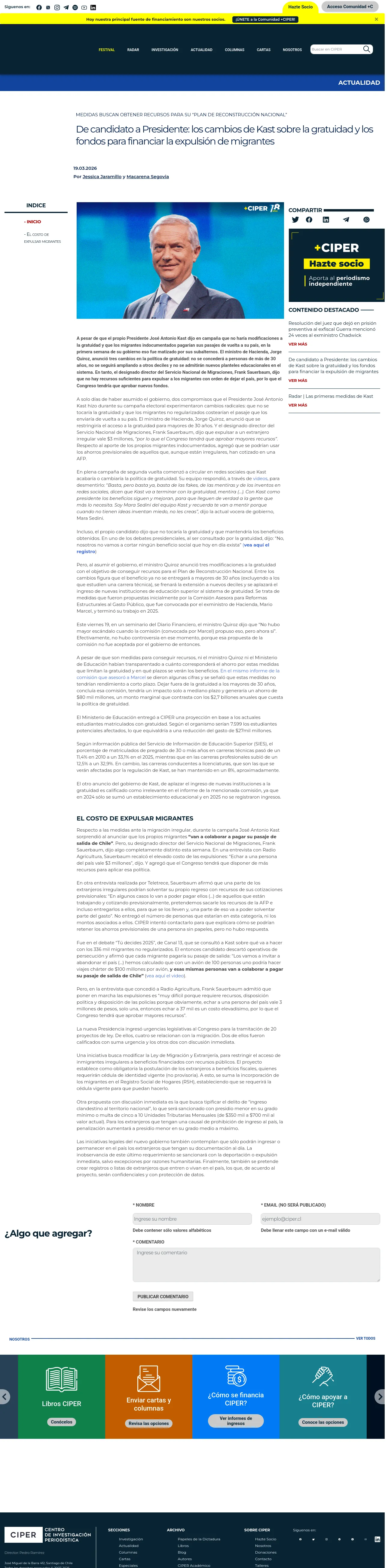 De candidato a Presidente: los cambios de Kast sobre la gratuidad y los fondos para financiar la expulsión de migrantes