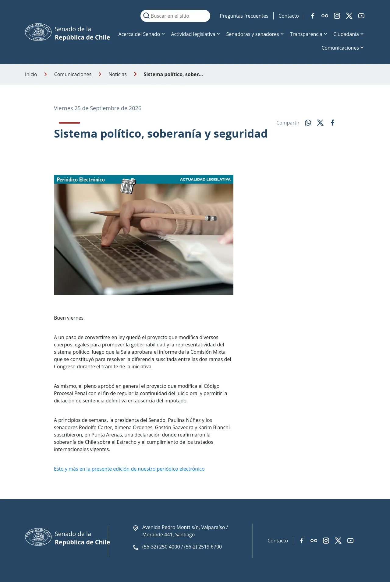 Sistema político, soberanía y seguridad