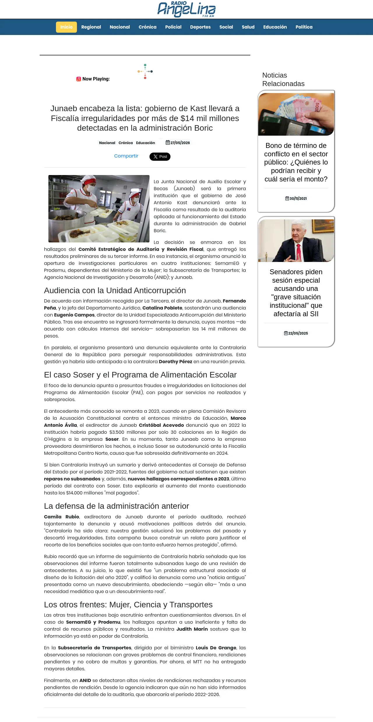 Junaeb encabeza la lista: gobierno de Kast llevará a Fiscalía irregularidades por más de $14 mil millones detectadas en la administración Boric