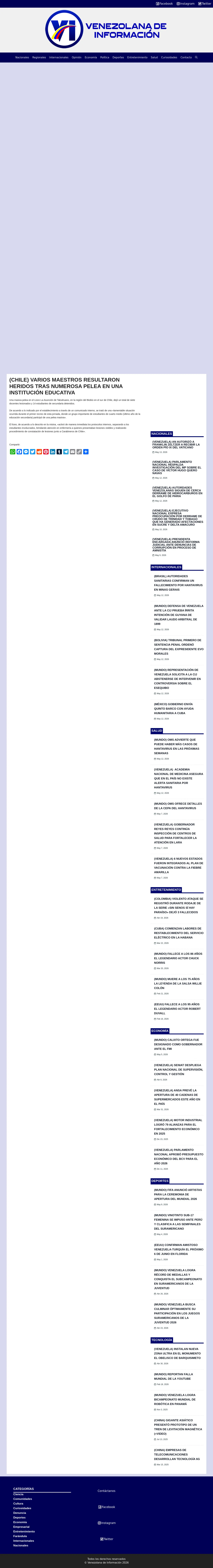 (CHILE) VARIOS MAESTROS RESULTARON HERIDOS TRAS NUMEROSA PELEA EN UNA INSTITUCIÓN EDUCATIVA