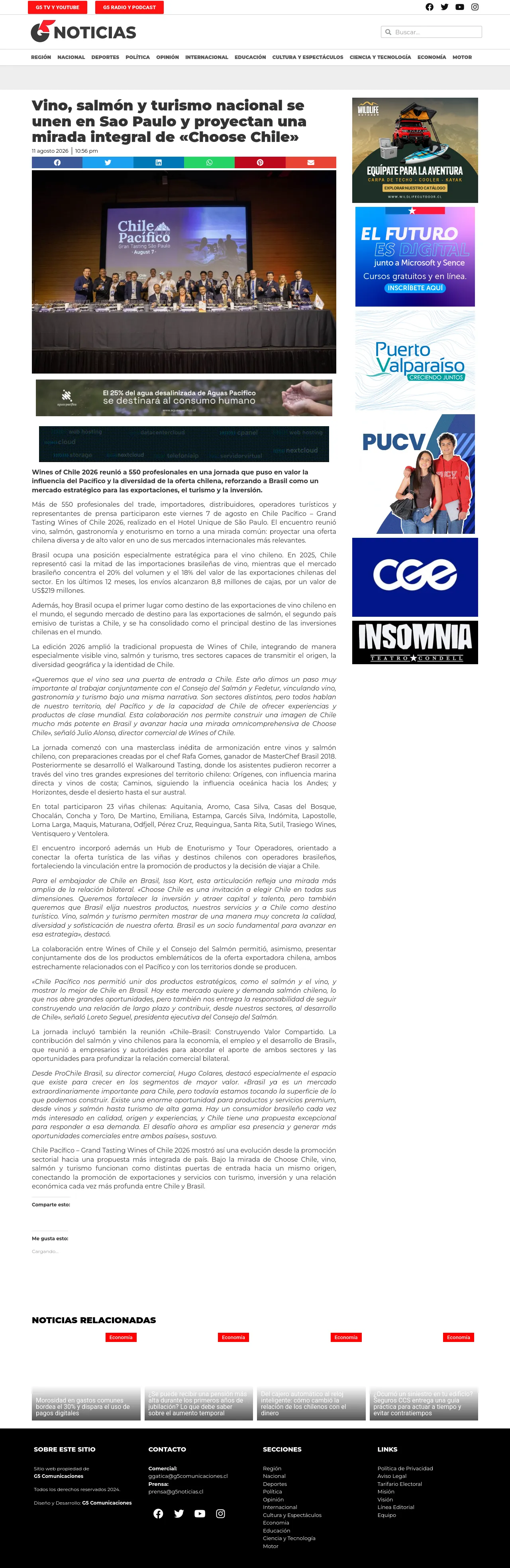 Vino, salmón y turismo nacional se unen en Sao Paulo y proyectan una mirada integral de «Choose Chile»