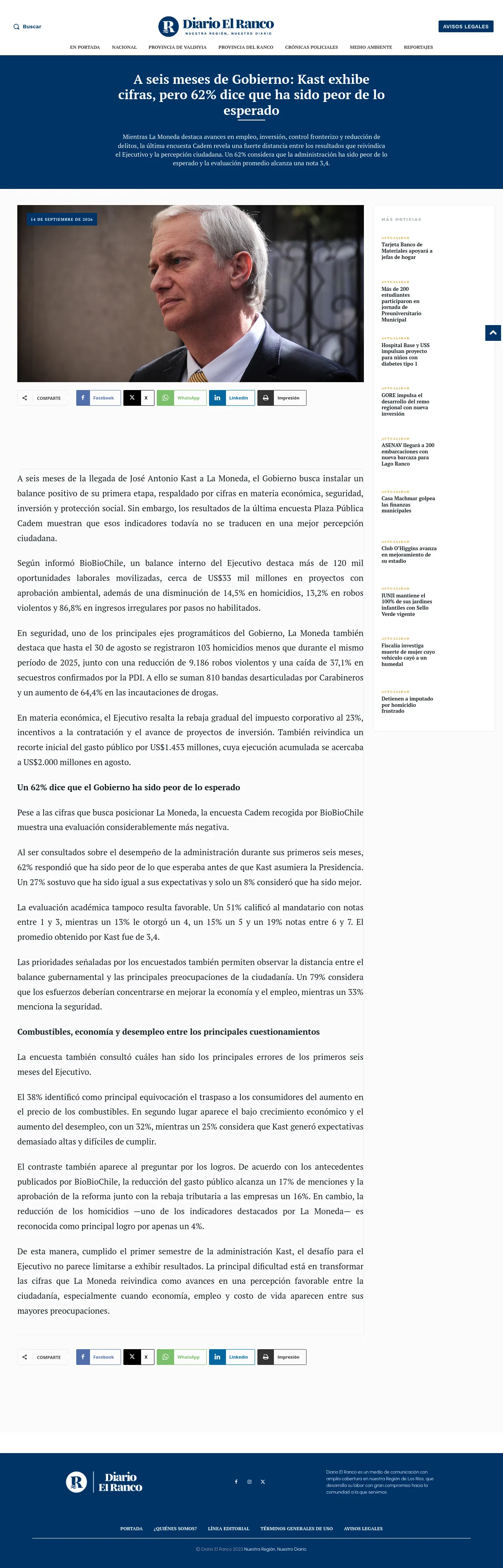 A seis meses de Gobierno: Kast exhibe cifras, pero 62% dice que ha sido peor de lo esperado