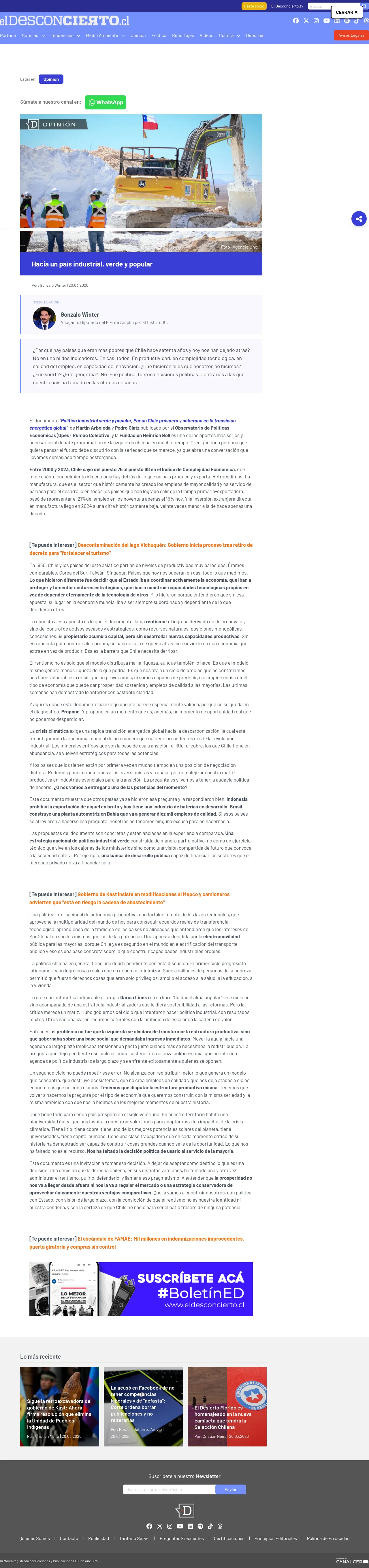 Hacia un país industrial, verde y popular