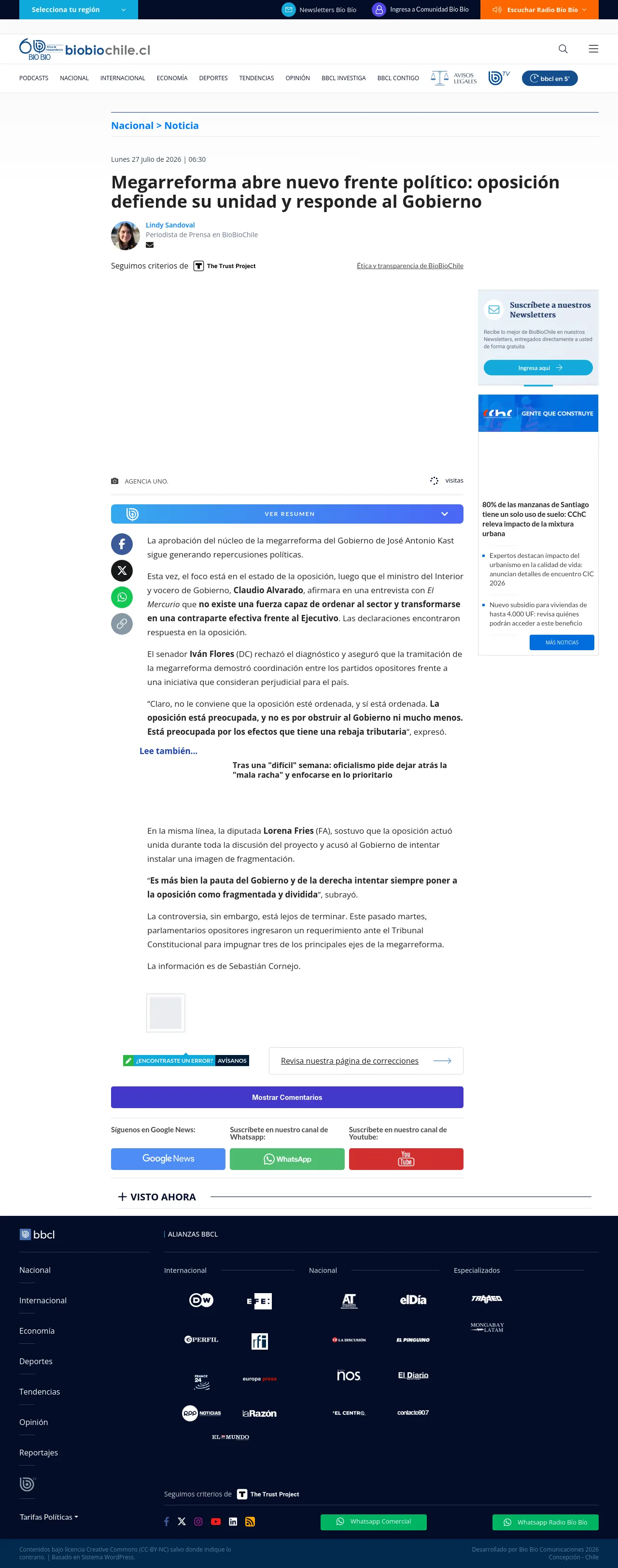 Megarreforma abre nuevo frente político: oposición defiende su unidad y responde al Gobierno