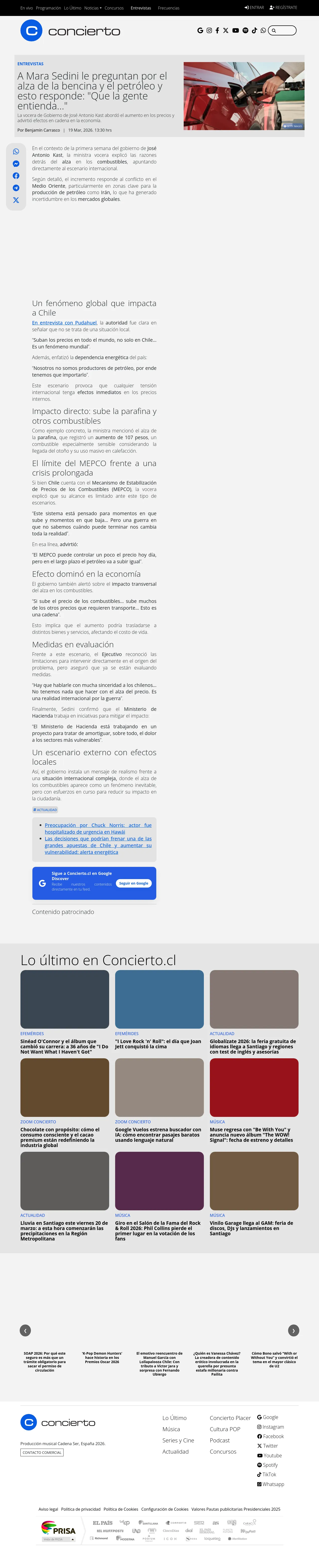 A Mara Sedini le preguntan por el alza de la bencina y el petróleo y esto responde: "Que la gente entienda..."