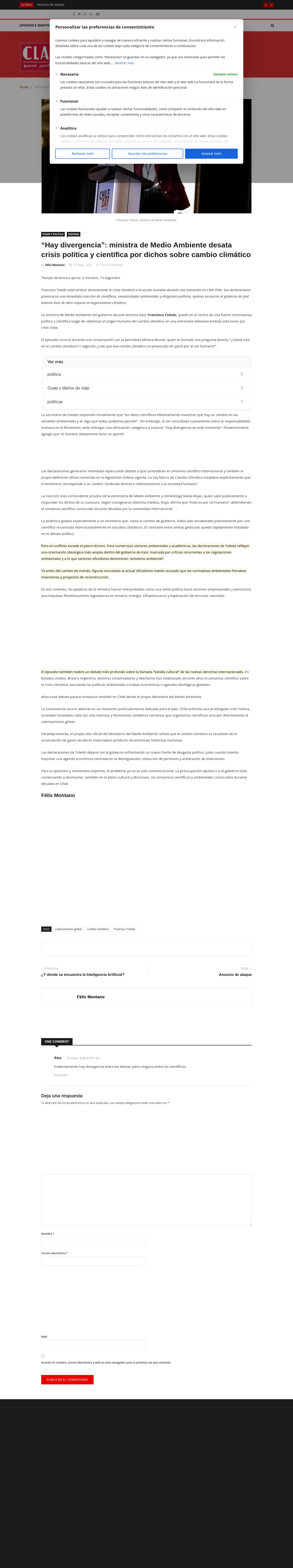 “Hay divergencia”: ministra de Medio Ambiente desata crisis política y científica por dichos sobre cambio climático