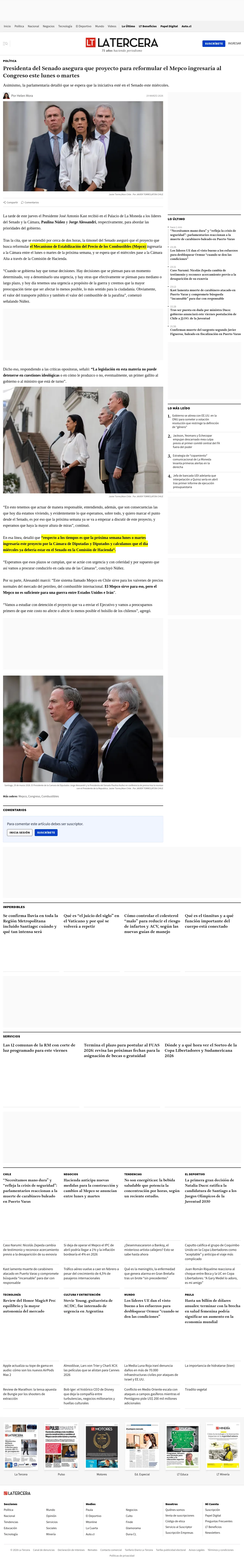 Presidenta del Senado asegura que proyecto para reformular el Mepco ingresaría al Congreso este lunes o martes