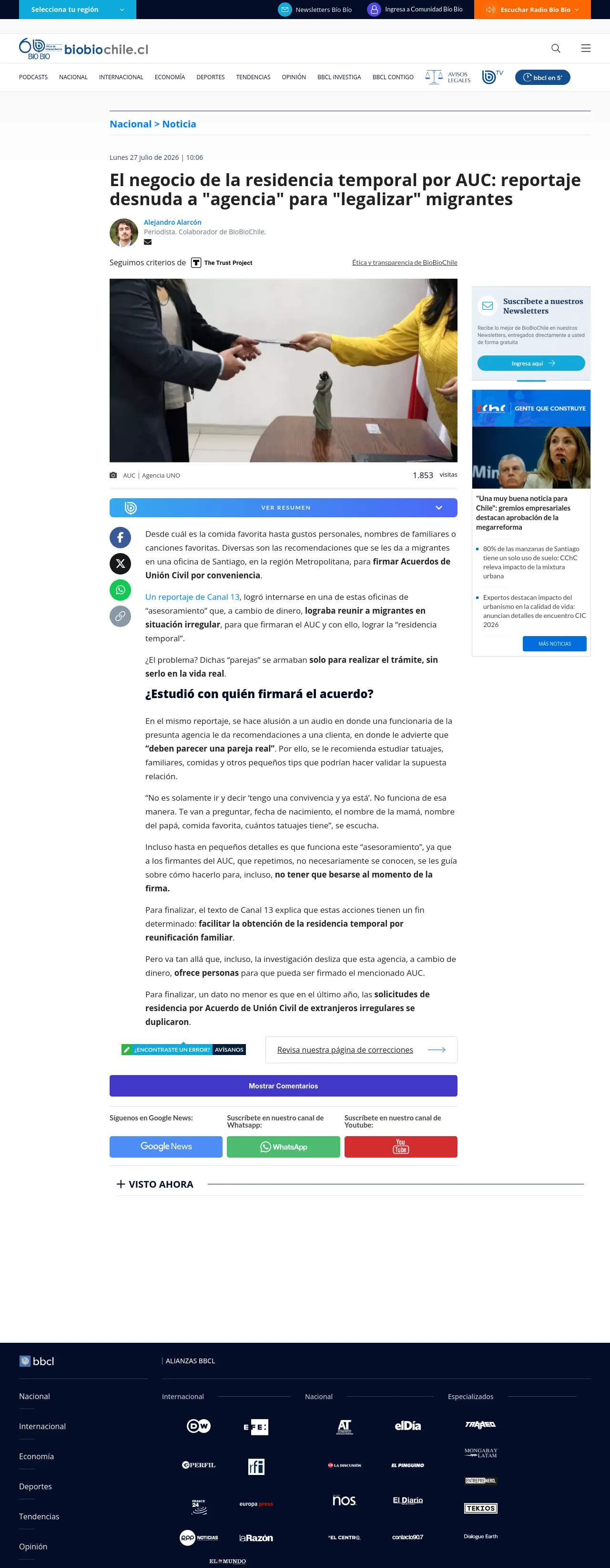 El negocio de la residencia temporal por AUC: reportaje desnuda a "agencia" para "legalizar" migrantes