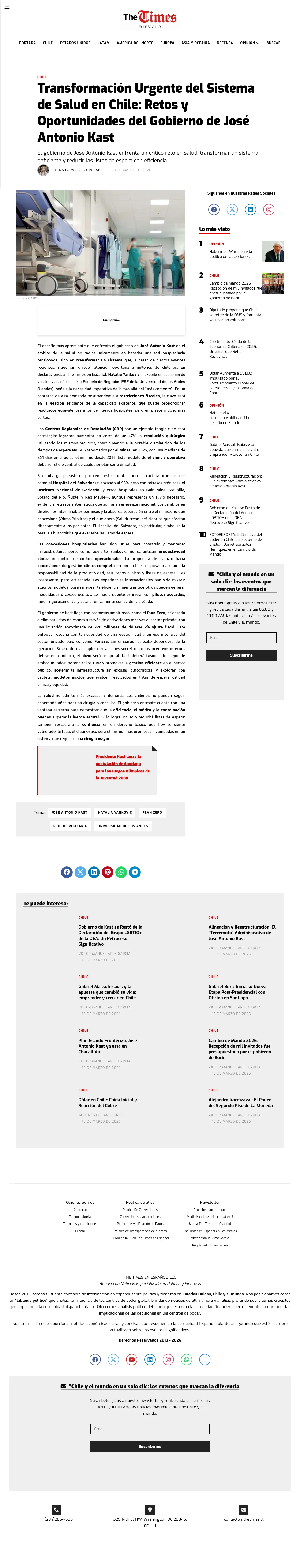 Transformación Urgente del Sistema de Salud en Chile: Retos y Oportunidades del Gobierno de José Antonio Kast