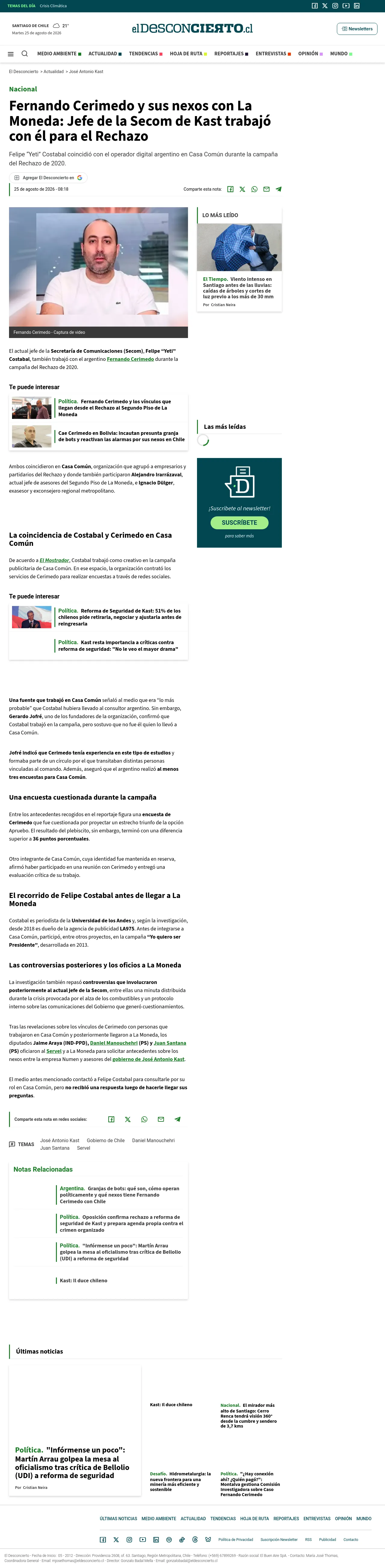Fernando Cerimedo y sus nexos con La Moneda: Jefe de la Secom de Kast trabajó con él para el Rechazo