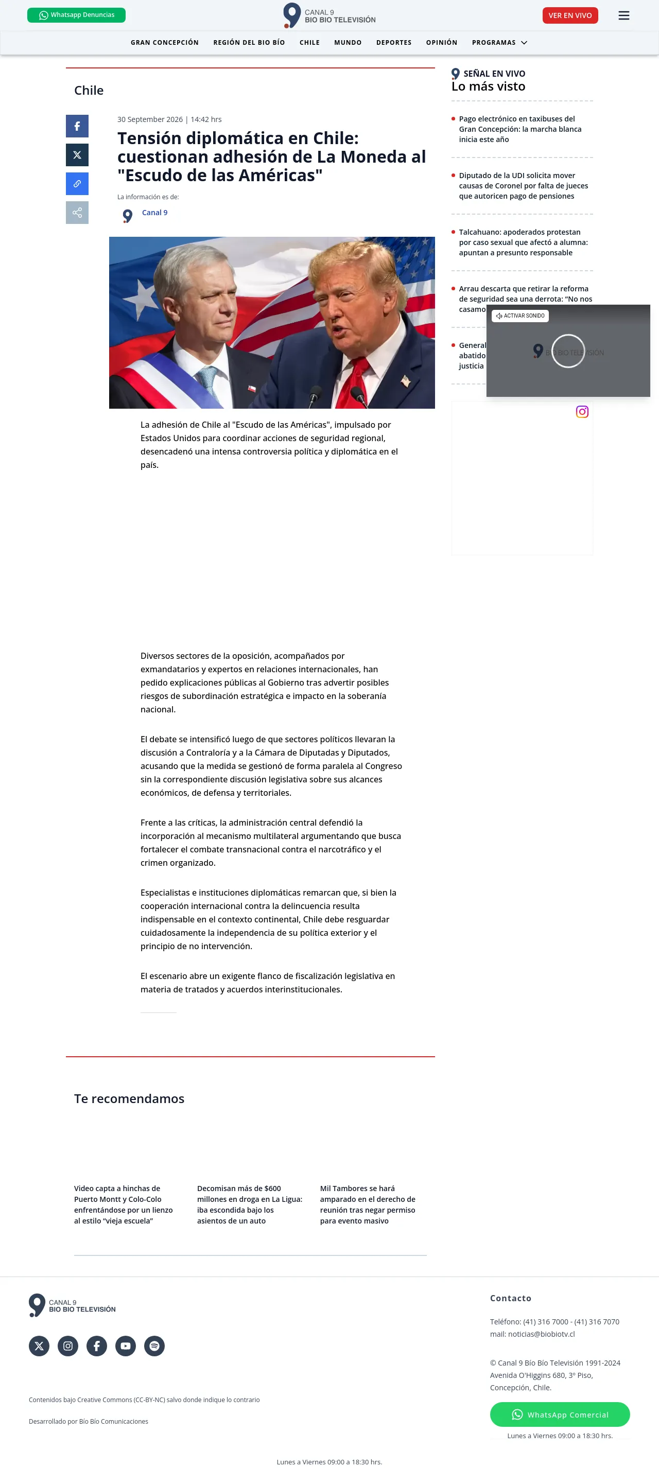 Tensión diplomática en Chile: cuestionan adhesión de La Moneda al "Escudo de las Américas"