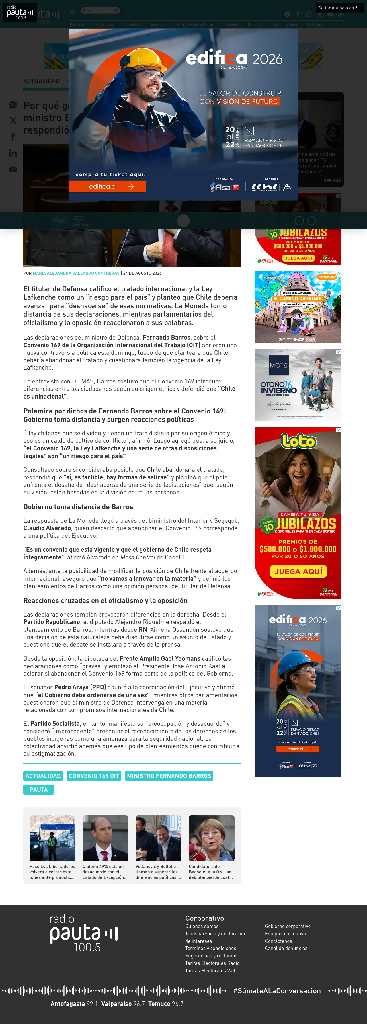 Por qué generaron polémica los dichos del ministro Barros sobre el Convenio 169 y qué respondió el Gobierno