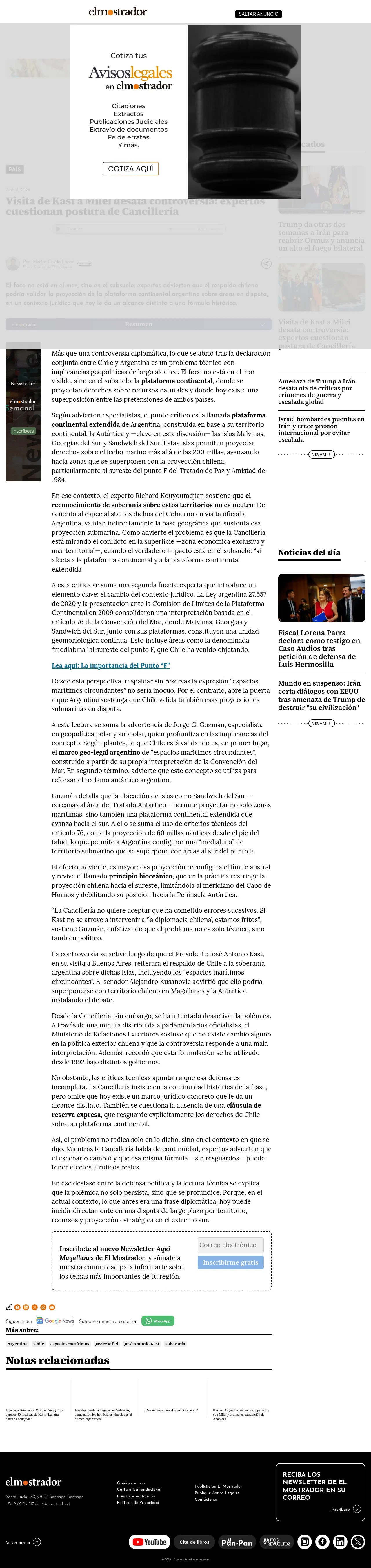 Visita de Kast a Milei desata controversia: expertos cuestionan postura de Cancillería