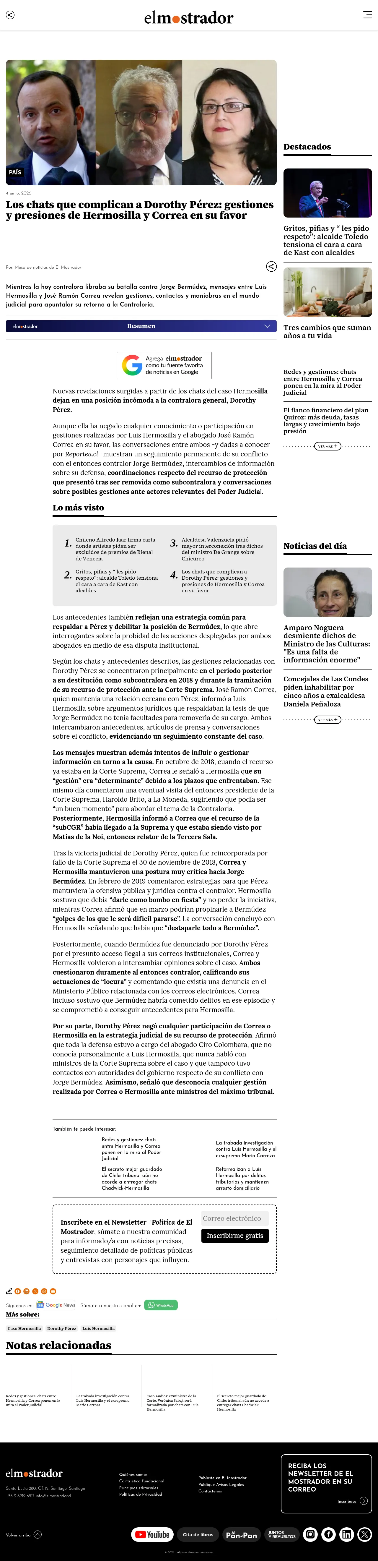 Los chats que complican a Dorothy Pérez: gestiones y presiones de Hermosilla y Correa en su favor