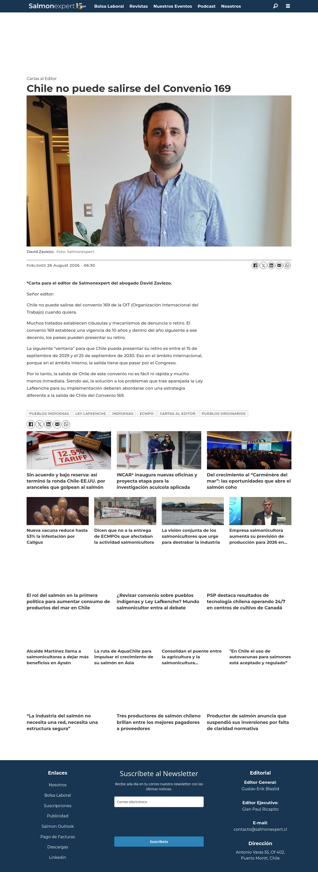 Chile no puede salirse del Convenio 169